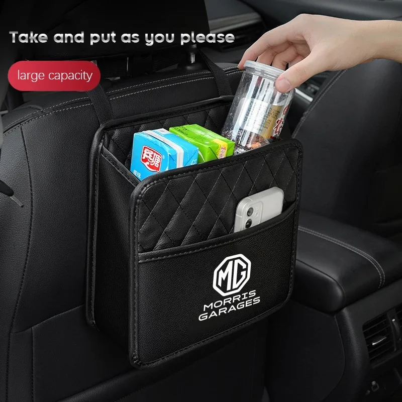 Car Seat Back Storage Organizer Car Backseat Organizer PU Leather Storage Bag For MG ZS MG4 EV MG HS MG3 MG5 EV Marvel R MG ONE