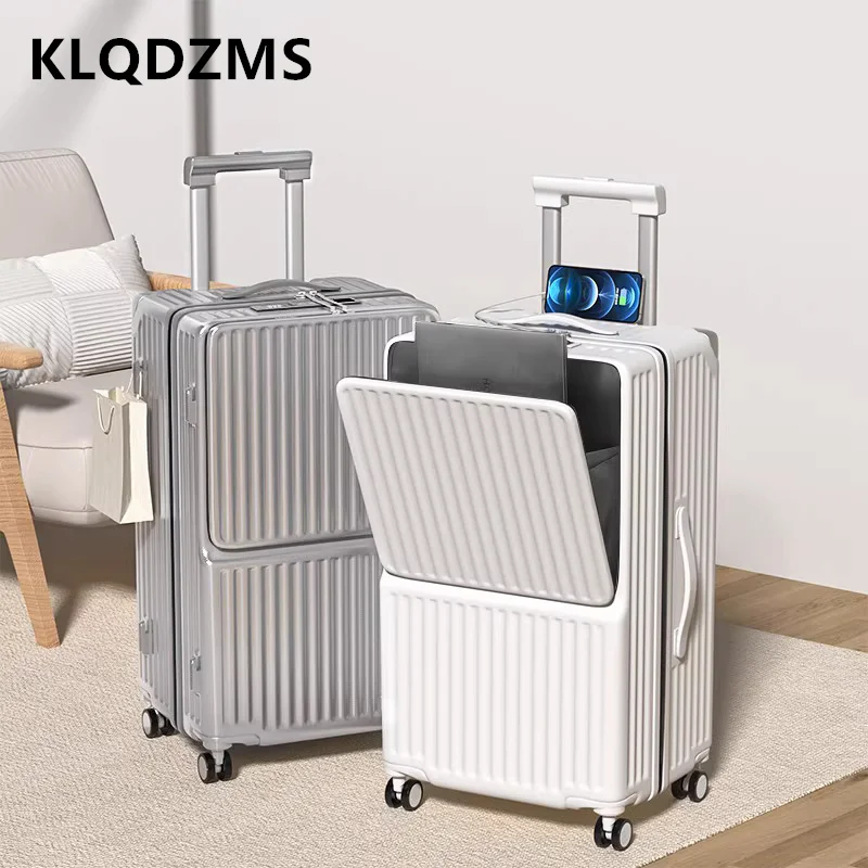 

KLQDZMS чемодан на колесиках, дорожная сумка, 24 дюйма, 26 дюймов, 28 дюймов, 30 дюймов, чемодан на колесиках для ноутбука с передним отверстием, USB-зарядка, ящик для пароля, багаж