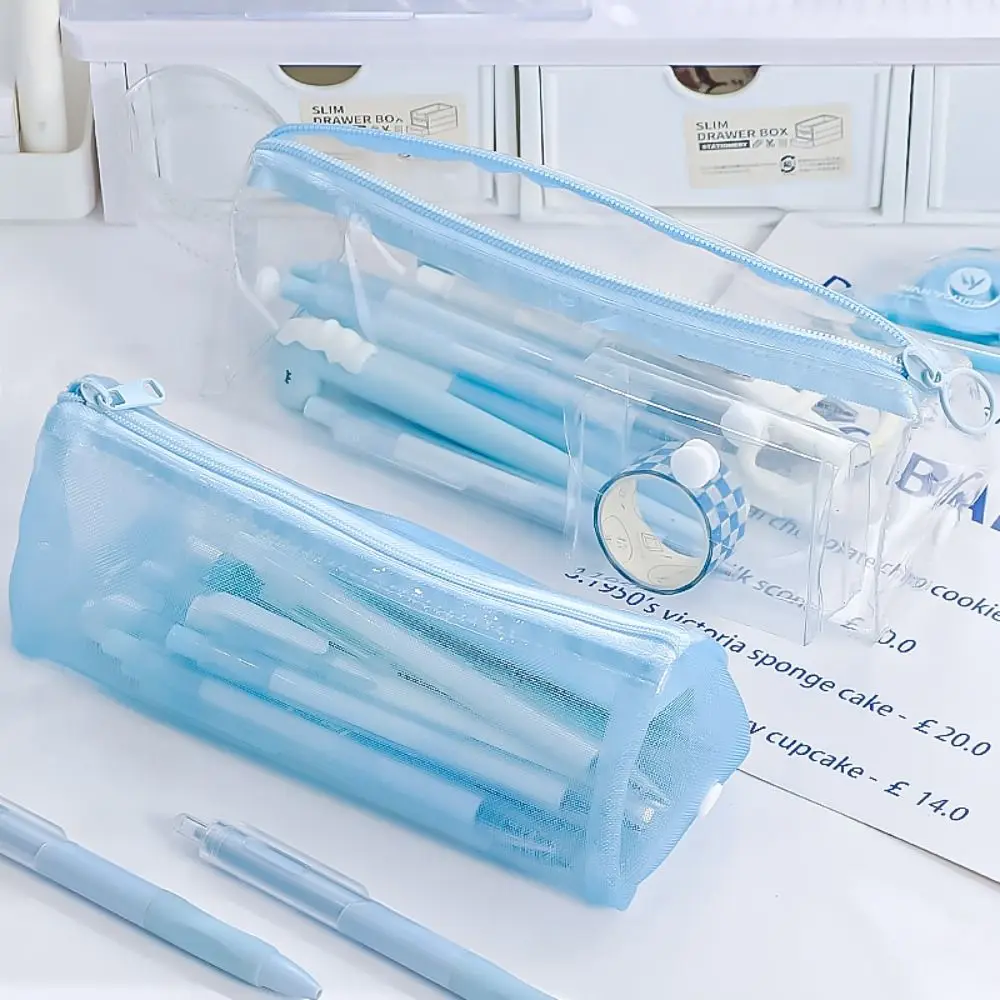 High Quality Double Layer Pen Bag Transparent Large Capacity Pencil Case Detachable Pen Box Back To School Gift