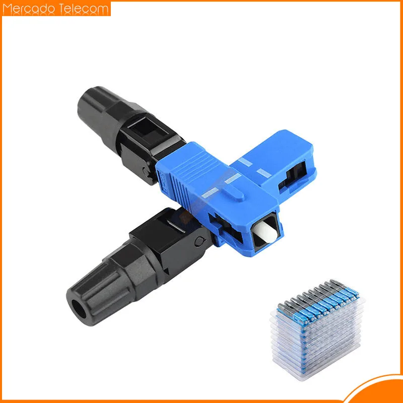 Ftth sc apc conector rápido de fibra óptica, monomodo, 60mm, fibra óptica, conector rápido, para montagem