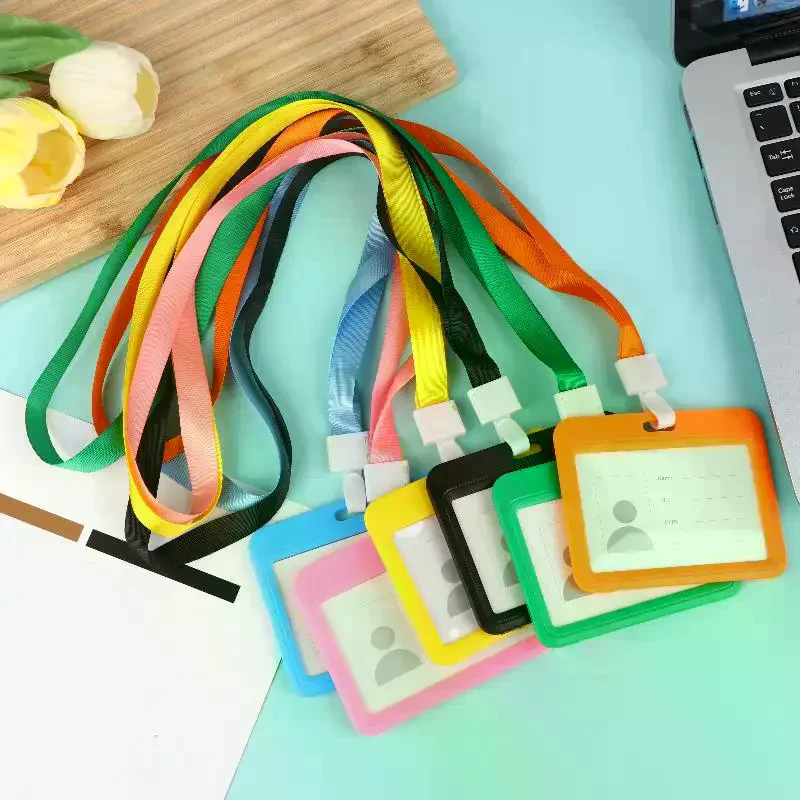 

5/10Pcs Working Permit Case Exhibition ID Card Sleeve Badge Holder With Lanyard Chest Pass Work Card Cover Neck Strap
