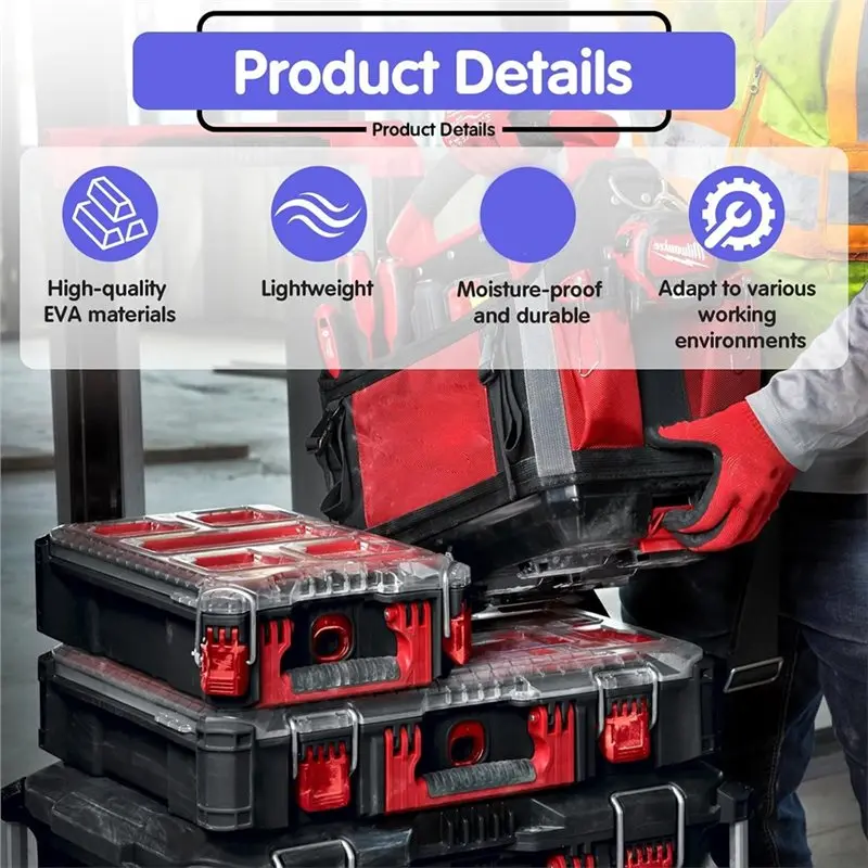 ABZL For 48-22-8435 Packout Tool Box, Insert Cut EVA Liner, Foam Organizer For 2505-22 M12 Fuel Installation Drill