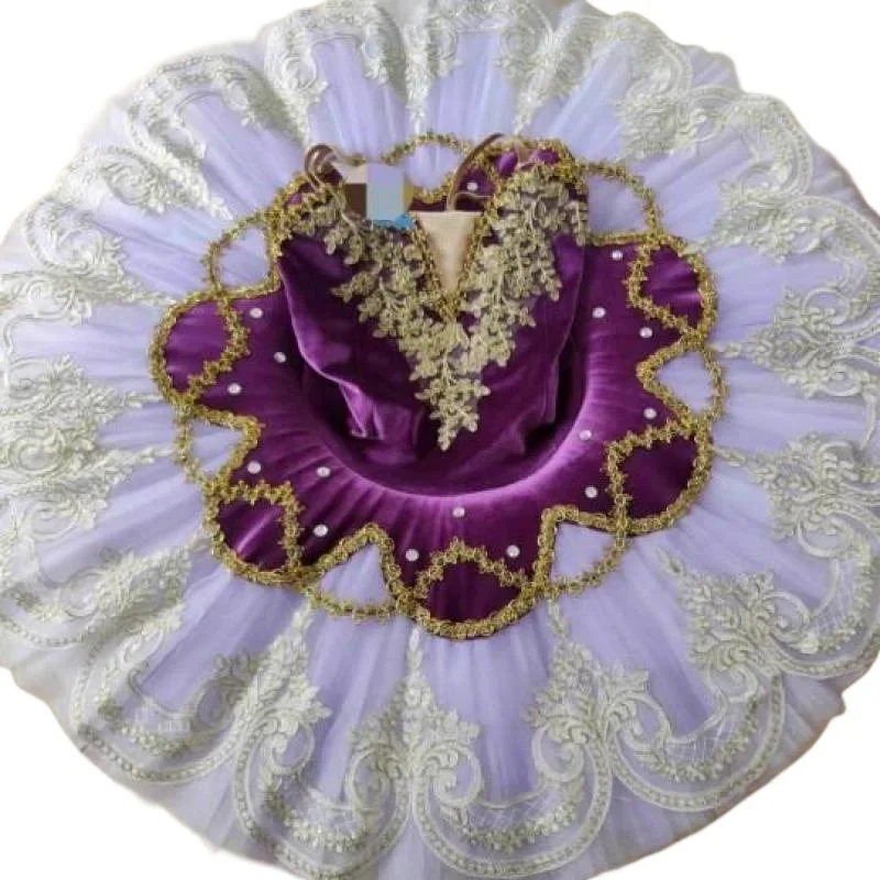 

Профессиональная фиолетовая балетная пачка для взрослых в блинном стиле, маскировочное платье балерины для христианских танцев для женщин