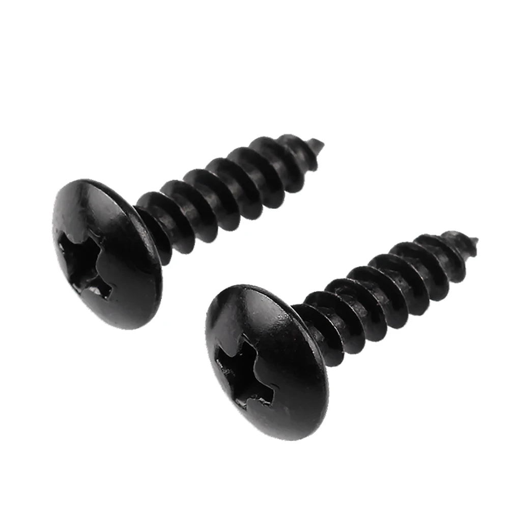 50pcs M2.6 M3 M4 M5 Steel with Black Phillips Truss Head (Cross Recessed Mushroom Head) Self Tapping Screws Wood Screw