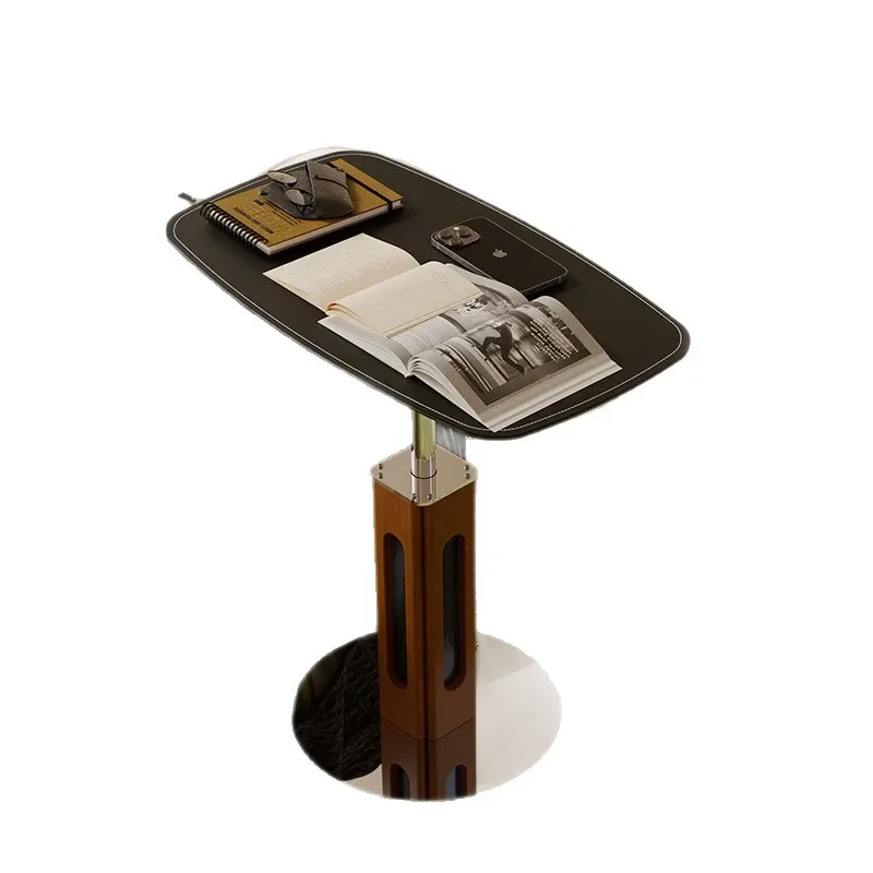 Cream wind can lift and lower mobile small round table medieval cave stone slate negotiation coffee table coffee table bedside