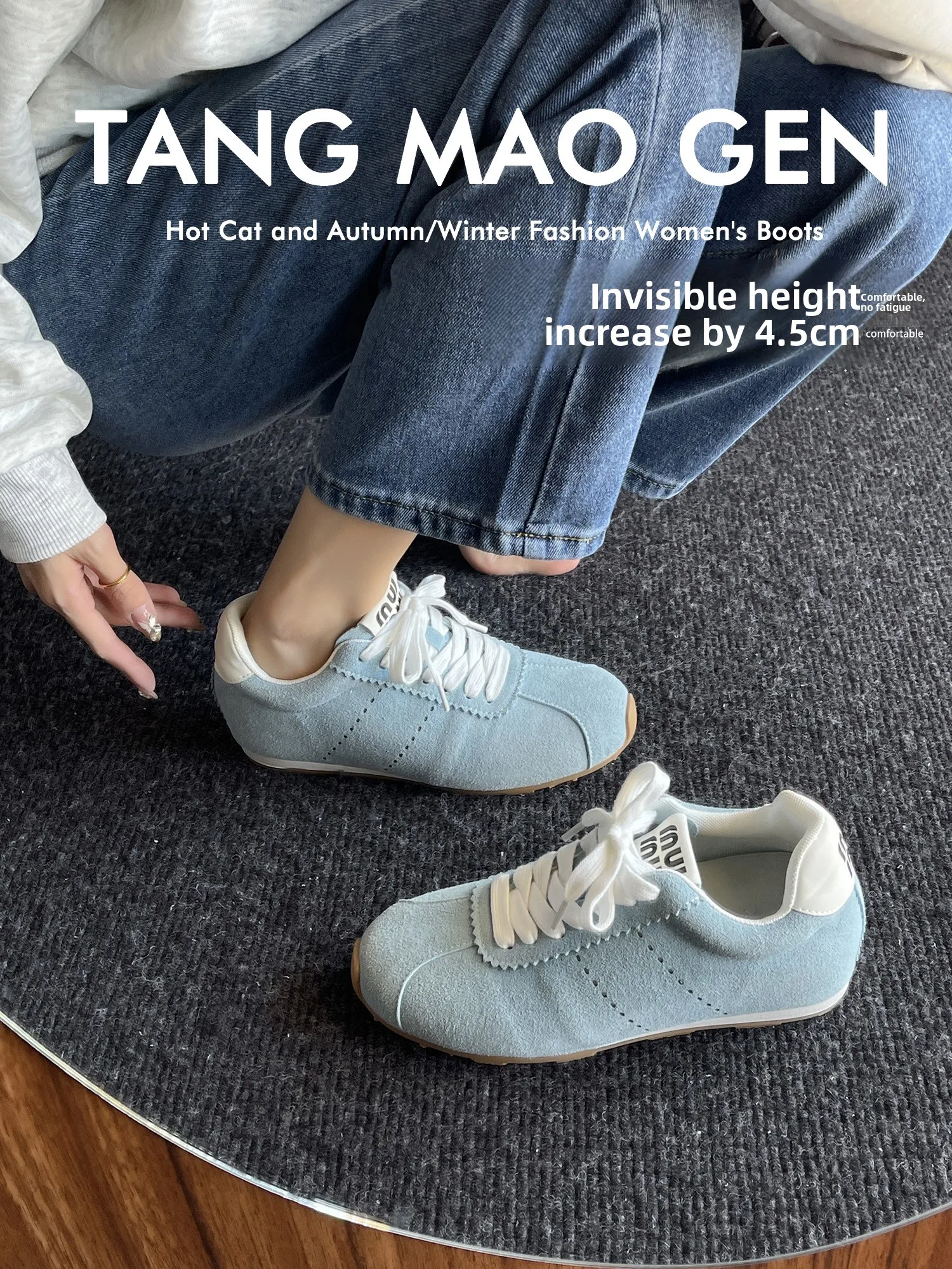 

Retro Leather Deqin oes Women's Spring Autumn New Flat Bot Genuine Leather Casual Sports oes Inner Heightening Agan oes