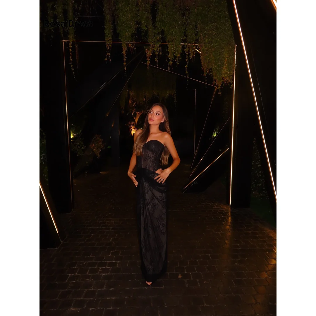 Customized Elegant Evening Dresses for Woman Luxury Party Dress Mermaid Sleeveless Black Ball Gown Dress Embroidered Lace Women