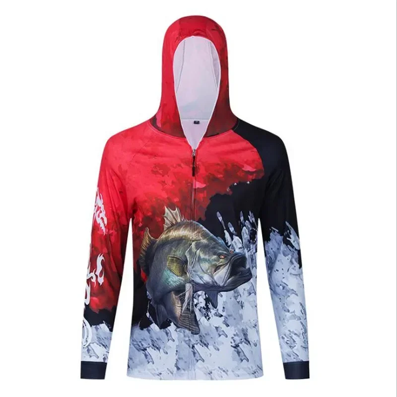2025 Men's Fishing Jerseys With Zippered Popular Hooded Fishing Clothing Colorful Quick-drying Sun Protective Fishing Shirts