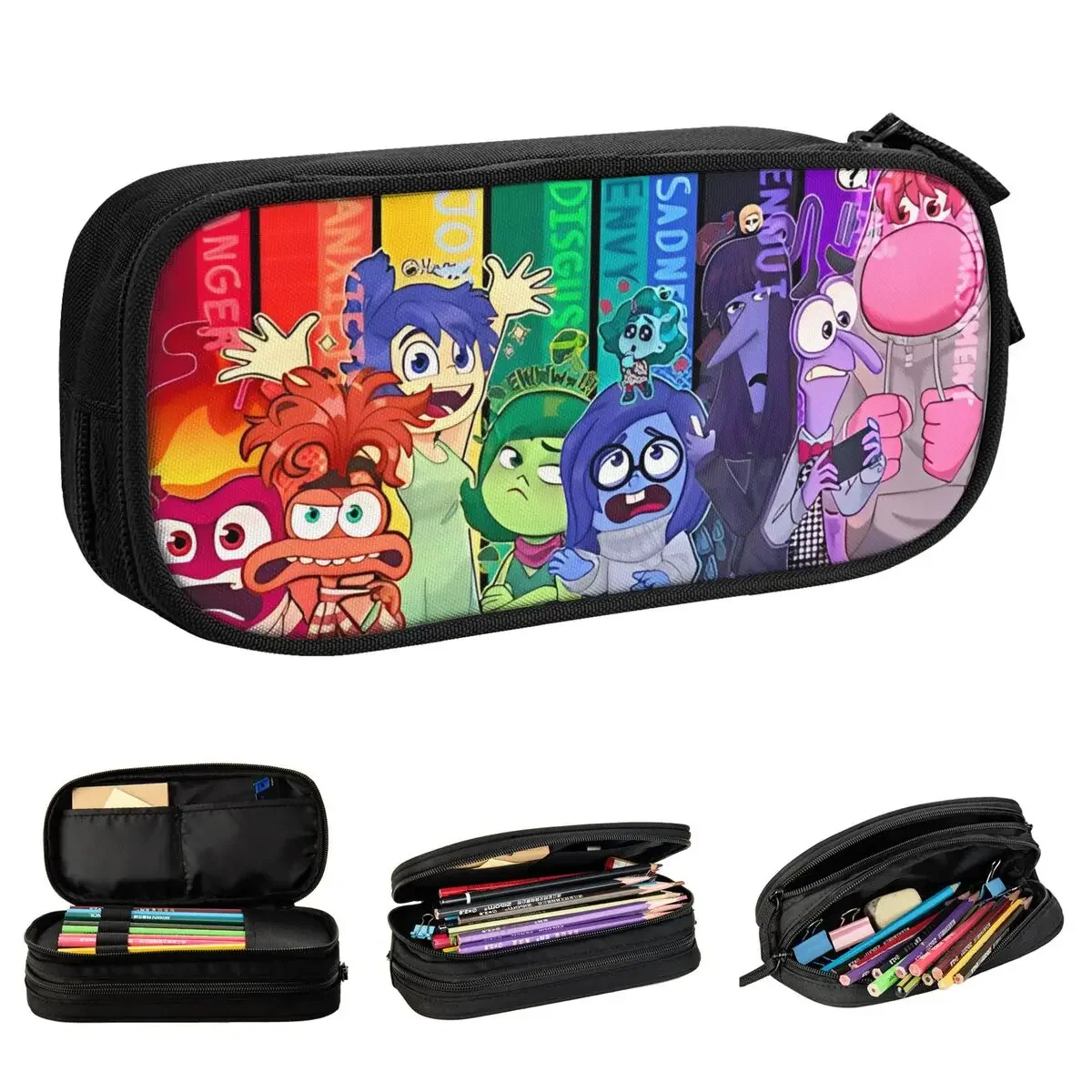 Fun Insides-Outs Sadness Anger Joy Pencil Case Pencilcases Pen Box for Student Big Capacity Pencil Bags Office Gifts Stationery