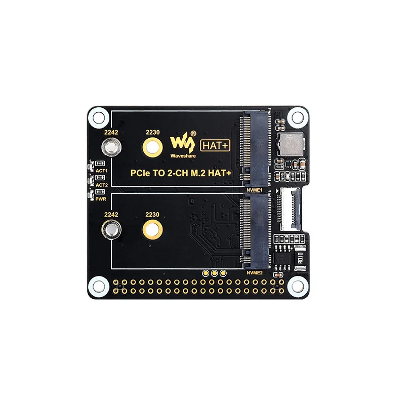 Raspberry Pi 5 PCIe Dual M.2 HAT - NVMe SSD Expansion Board with 16-Pin High-Speed Interface