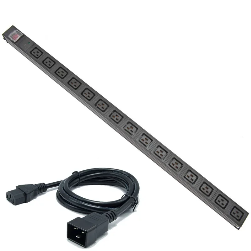 

PDU Power Strip C19 Socket Distribution Cabinet 15 Way Socket Break Switch Aluminum alloy shell C14 Interface SPD