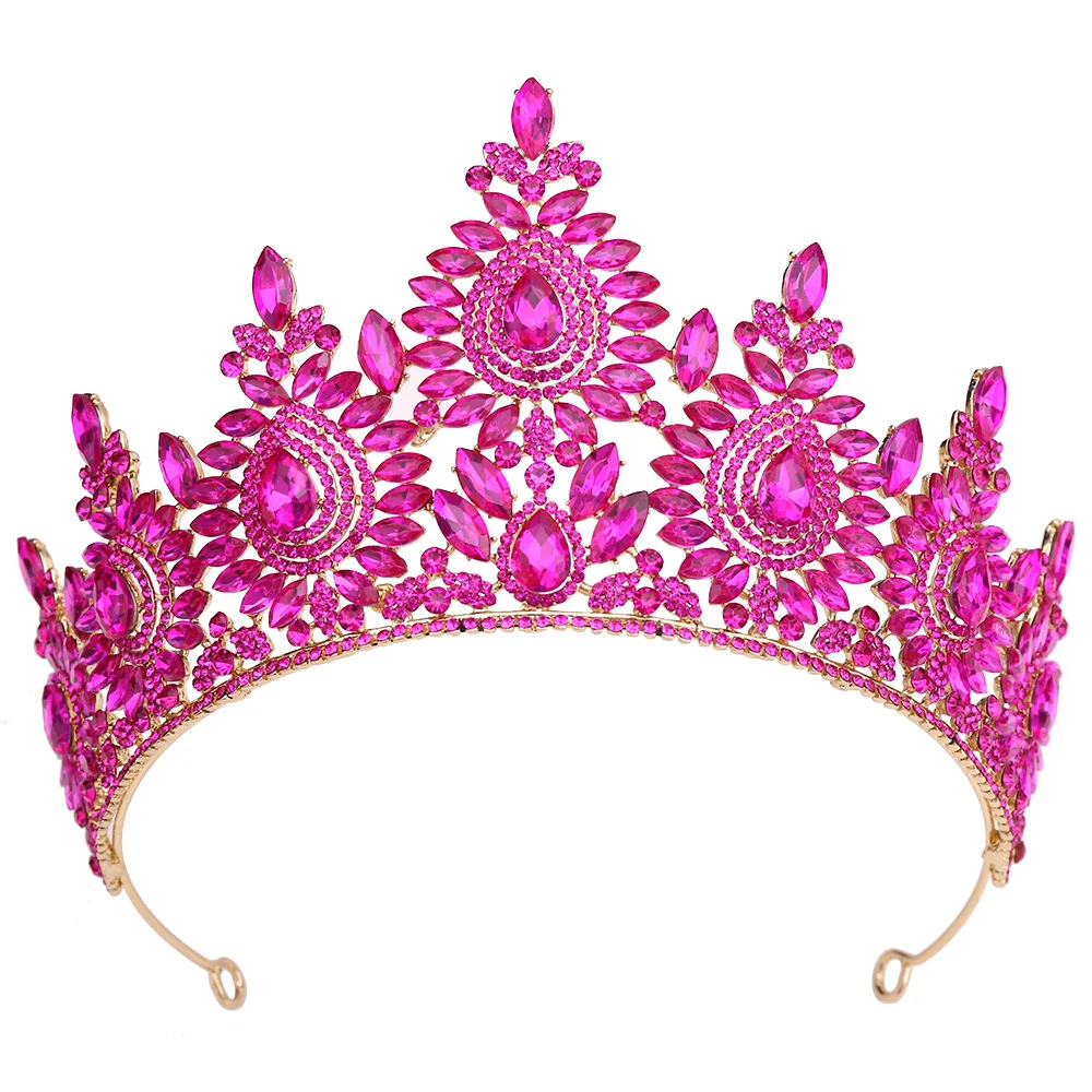 Baroque European and American beauty pageant bridal crown headpiece alloy crystal wedding headband hair accessories crown