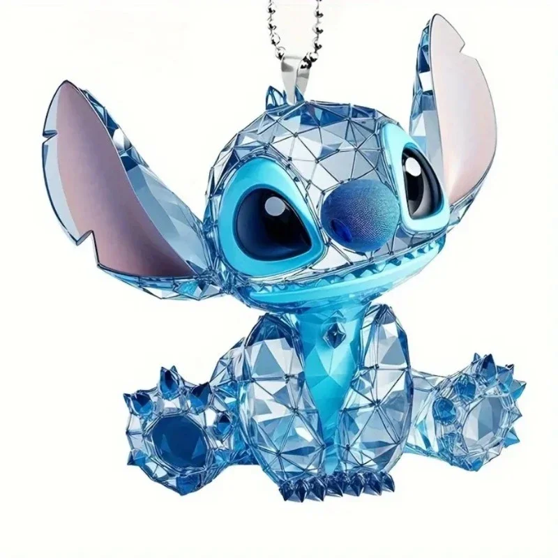 Kawaii Disney Stitch Pendant 2D Car Acrylic Ornament Children School Bag Charm Cartoon Anime Accessories Kids Toys Birthday Gift