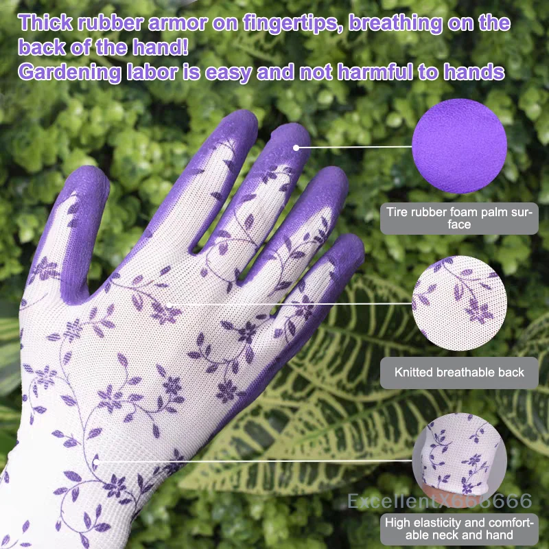 Rękawice ogrodowe w rozmiarze uniwersalnym dla kobiet, lateks piankowy, oddychające i wygodne