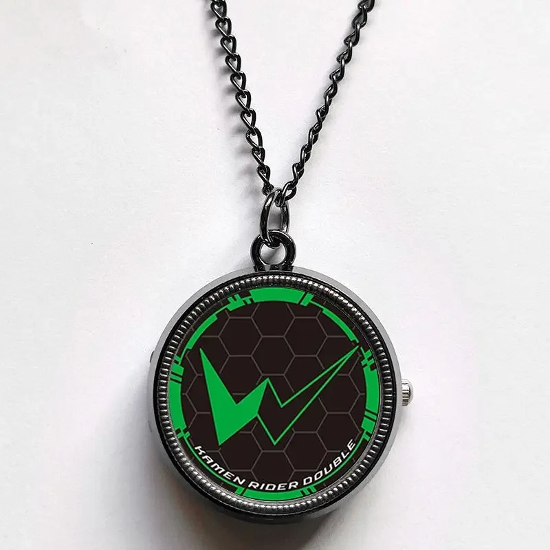 

New Kamen Rider Anime Peripheral Fashion Rotating Pocket Watch Boys and Girls Flip Quartz Watch Couple Girlfriend Necklace Watch