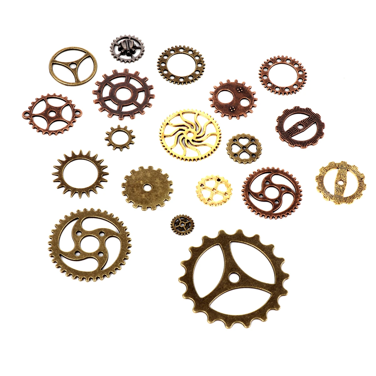 

100pcs 100 Retro Gear Accessories Mixed Color Lead Safe Metal Alloy Charms DIY Craft Supplies Necklace Pendants Vintage Decor