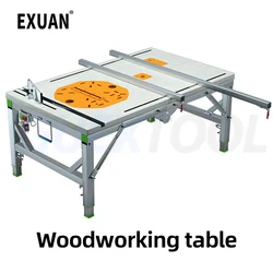 Sierra de trabajo de Elevación plegable, mesa de carpintería multifuncional, Mini sierra de mesa eléctrica para carpintería, 80x120, bricolaje
