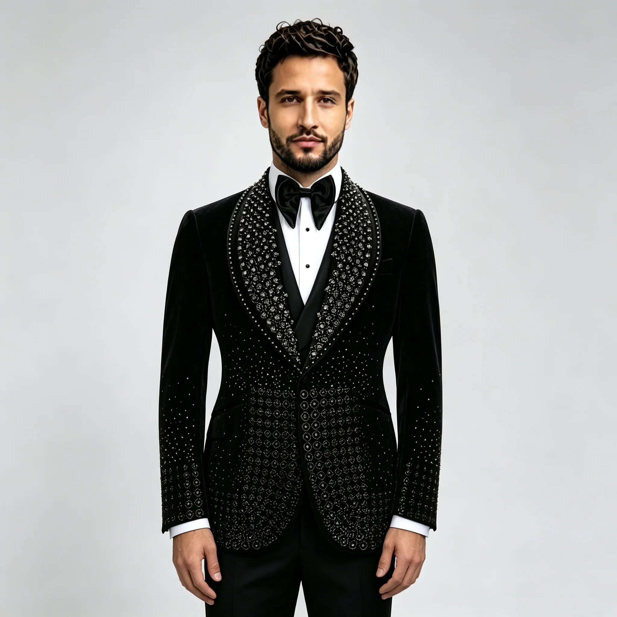 Olibexley Sparkly Black Men Suits Gold Diamond Crystal Beaded Wedding Groom Tuxedos Ropa Hmbre 3 Piece Sets Customized S125