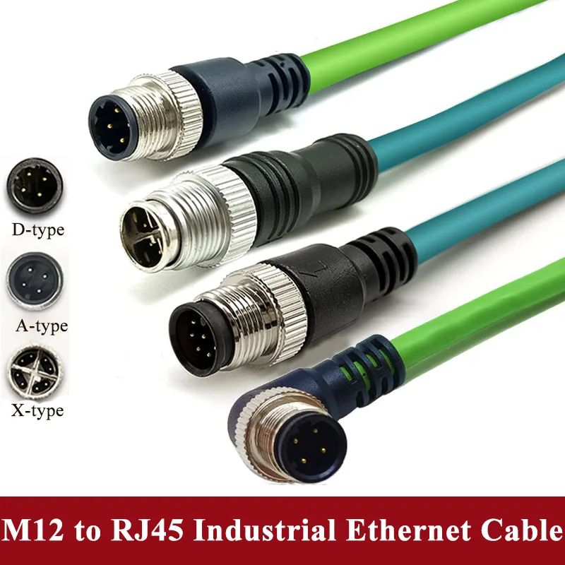 M12 X-Code 8Pin Male to RJ45 Industrial Ethernet Cable Shielded 4Pin D-type to RJ45 Connector for Robotics Compatible with SICK