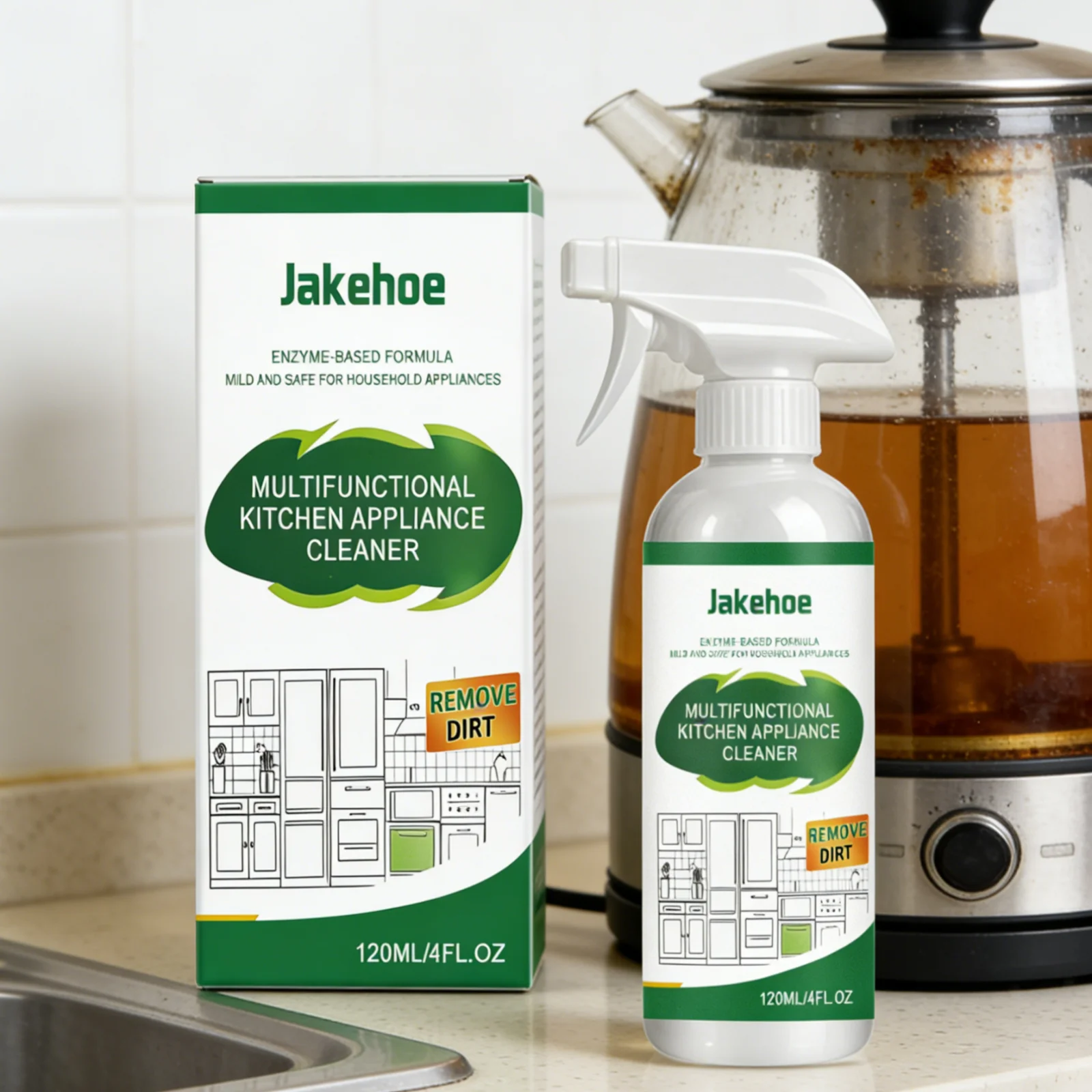 Jakehoe Kitchen Appliance Cleaner Powerful Grease Remover Decontamination Gentle Household Multifunctional Kitchen Cleaner 120ml