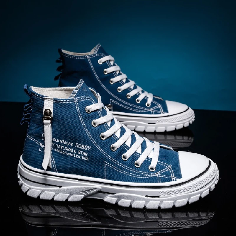 

[LANG YUN] Blue Canvas Sneakers Men Fashion Casual Shoes 44