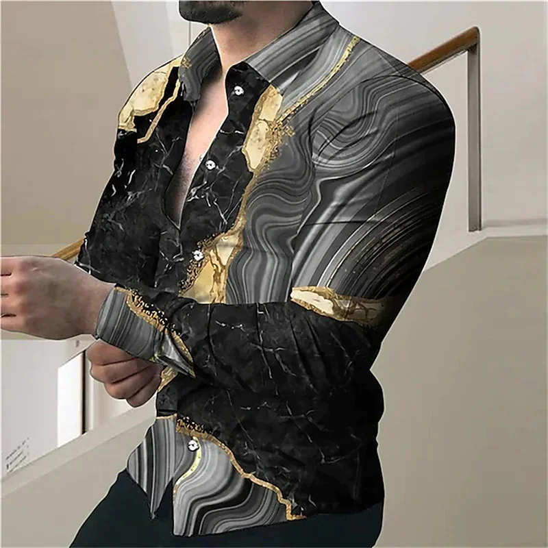 Fashion men's shirt lapel casual ink painting flowers and butterflies outdoor retro high-quality material tops 2023 new