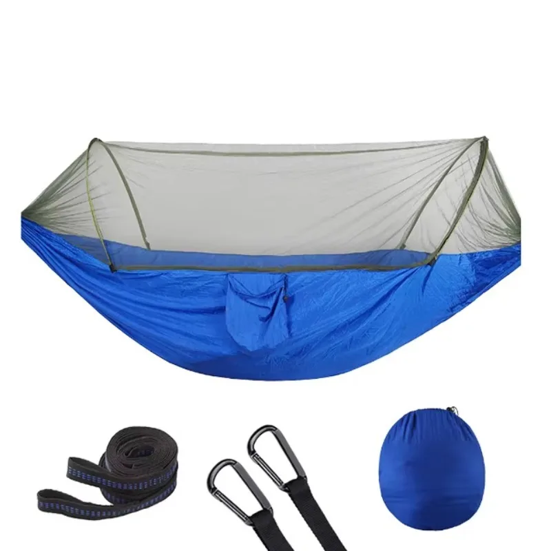 

Portable Adjustable Double Nylon Camping Hammock with Easy Hanging Mosquito Net for Outdoor Travel and 1-2 Person Use