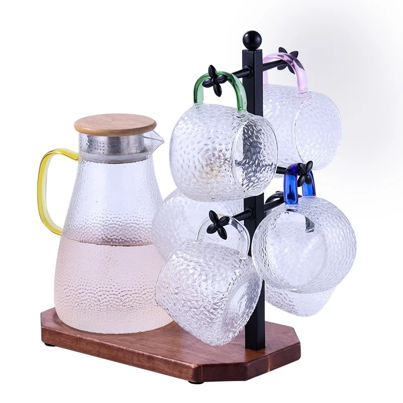 

Tea Kettle Pot Rack Tea Mug Holder Coffee Mugs Tea Cup Storage Rack for Countertop Kitchen Organizer Shelf Bar Accessory