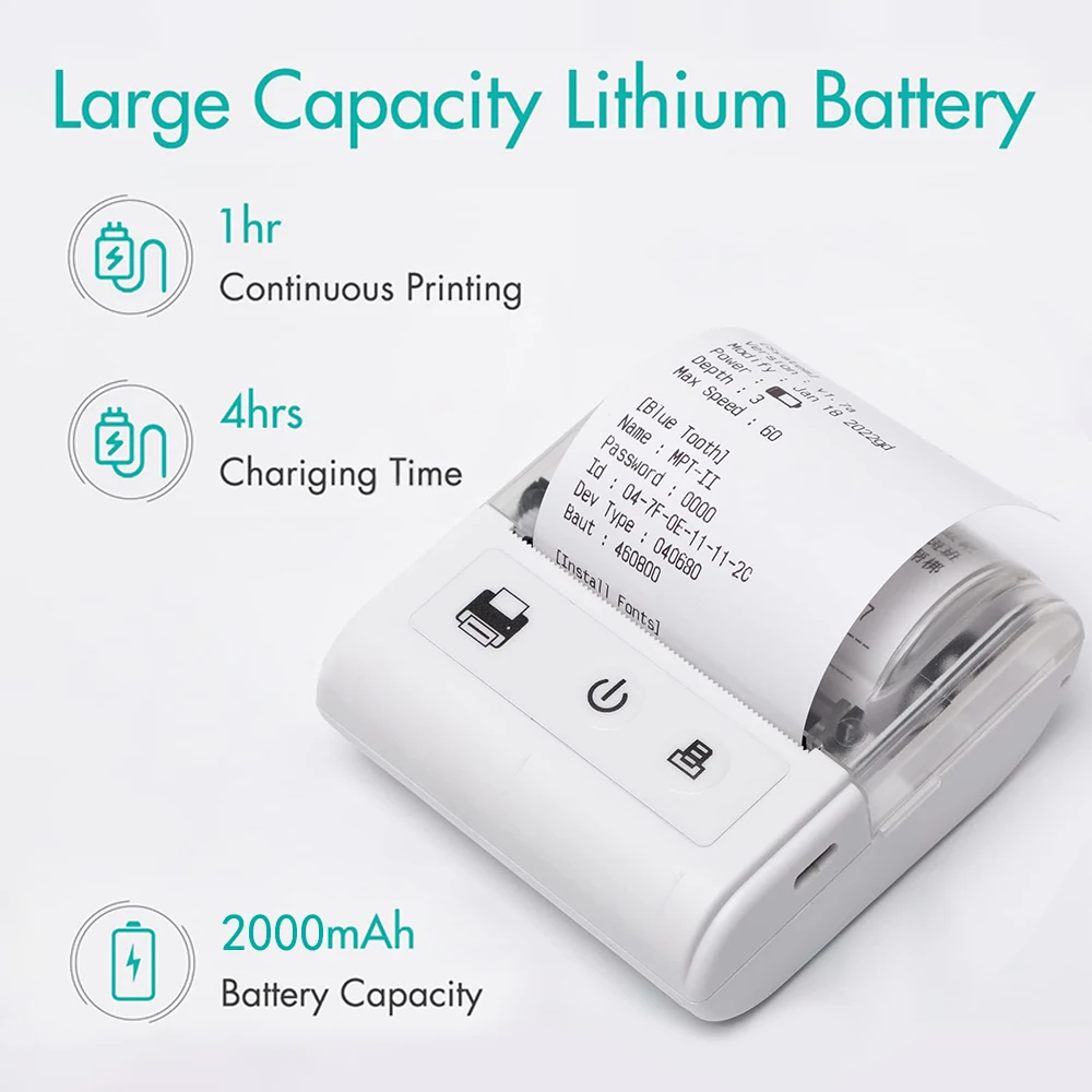 طابعة صغيرة محمولة 58 مللي متر استلام طابعة Impresora الحرارية للهاتف الكمبيوتر بلوتوث قائمة التذاكر فاتورة صانع للأعمال