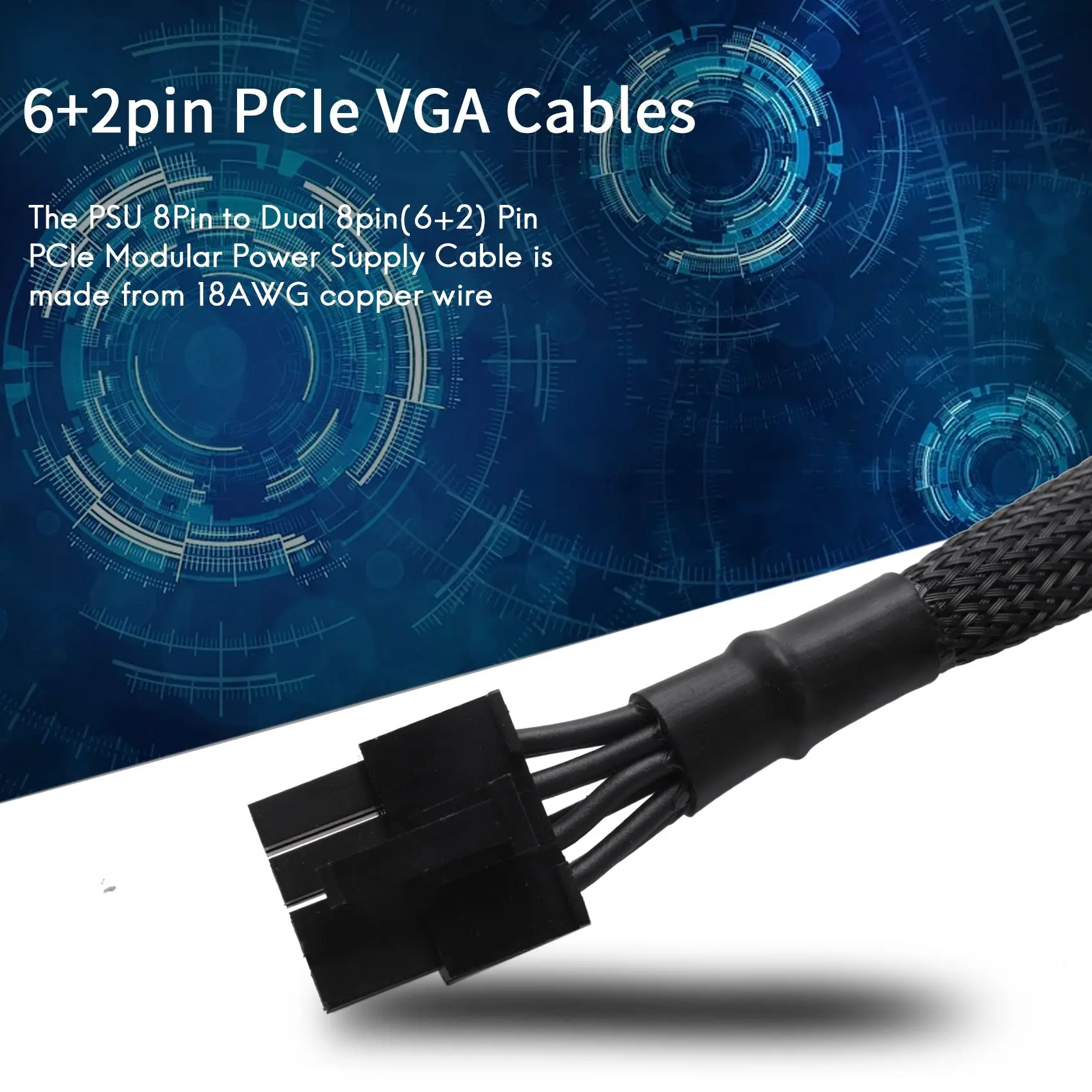 

New!PSU 8Pin To Dual 8Pin(6+2) Pin Pcie Modular Power Supply Cable For EVGA Supernova G2 G3 P2 T2 GS 650 750 850 1000 1600