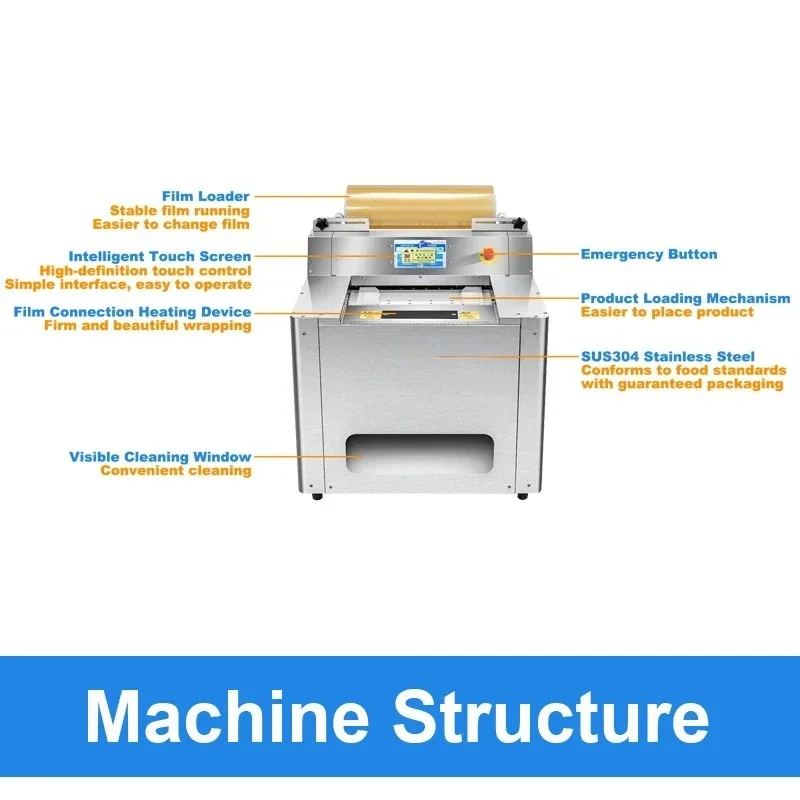 High-Speed Auto Food Plastic Wrap Machine Sealing Wrapping Machine Fruit Cling Film Packaging Machine