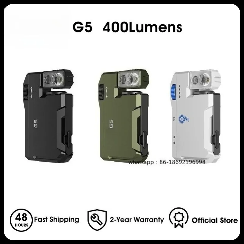 

Перезаряжаемый фонарик G5 EDC, 400 люмен, с двумя источниками света, мини-фонарик с RGB-подсветкой, портативный карманный фонарик