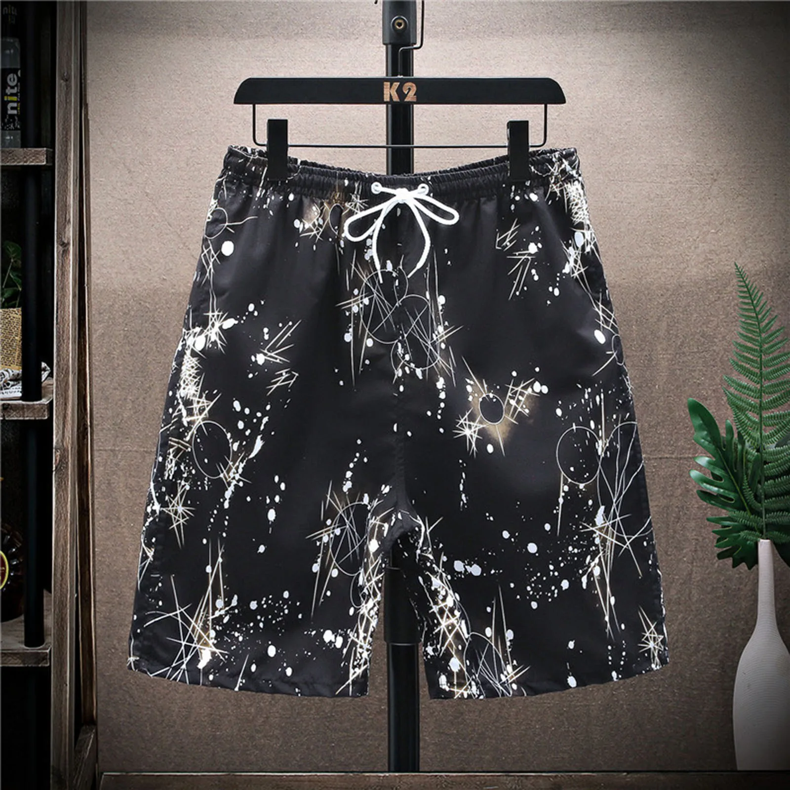 Summer Printed Beach Shorts For Men Fashion Sports Cargo Pants Straight Leg Loose Shorts Drawstring Elastic Waisted Trousers