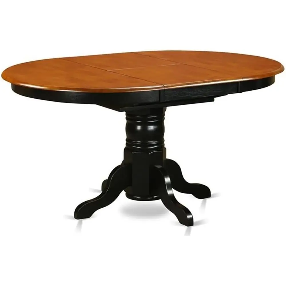 Oval Wooden Lea & Pedestal Dining Table, 42-60, Black & Cherry Finish