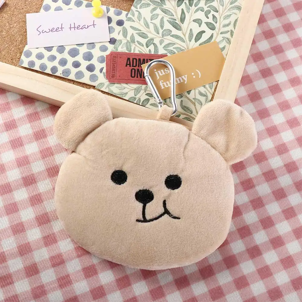 Earphone Date-cable Bag Zipper Plush Bear Coin Purse Cartoon Three-dimensional Cartoon Storage Bag Small Item Bag Portable Men