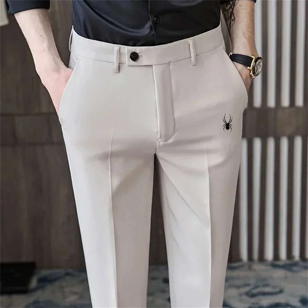 Golf Trousers Men Slim-fit Drape Casual Suit Trousers Men Korean Version Slim-fit Elastic Skinny Golf Sports Trousers Ninth Pant