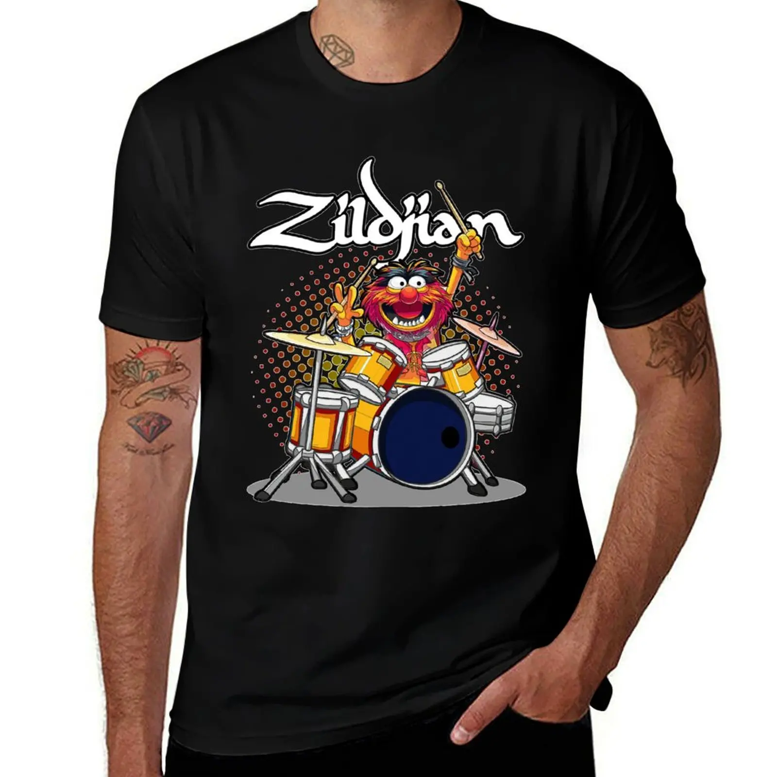 ANIMAL DRUMMER ZILDJIAN CYMBALS T-Shirt Modern Style Print T-Shirt