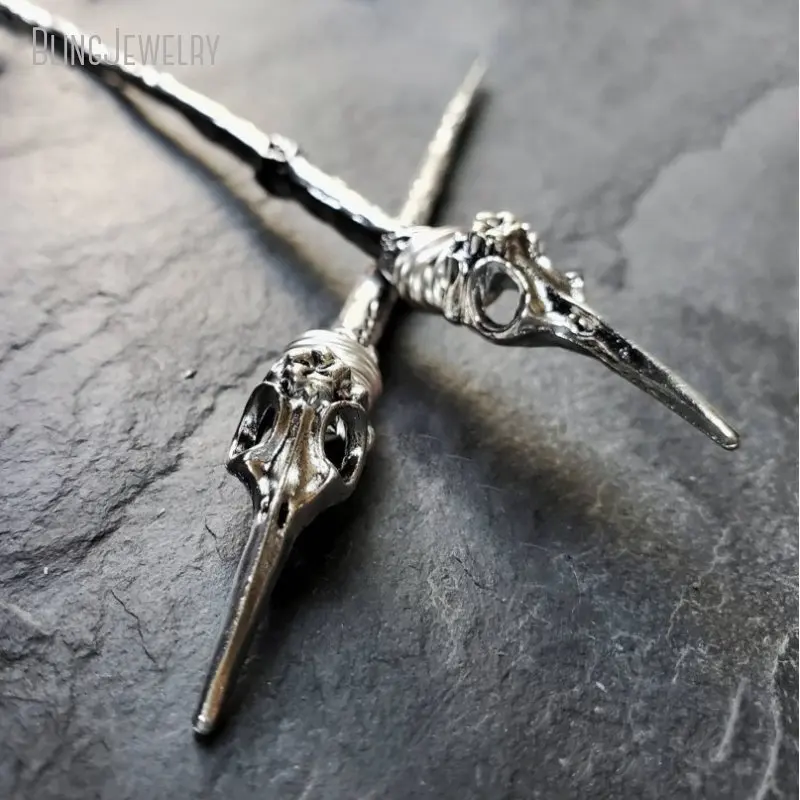 

10pcs Women Goth Emo Punk Gothic Jewelry Raven Skull Hairstick Pin Witch Cosplay Alt Girl Dark Academia Pagan Hair Accessory