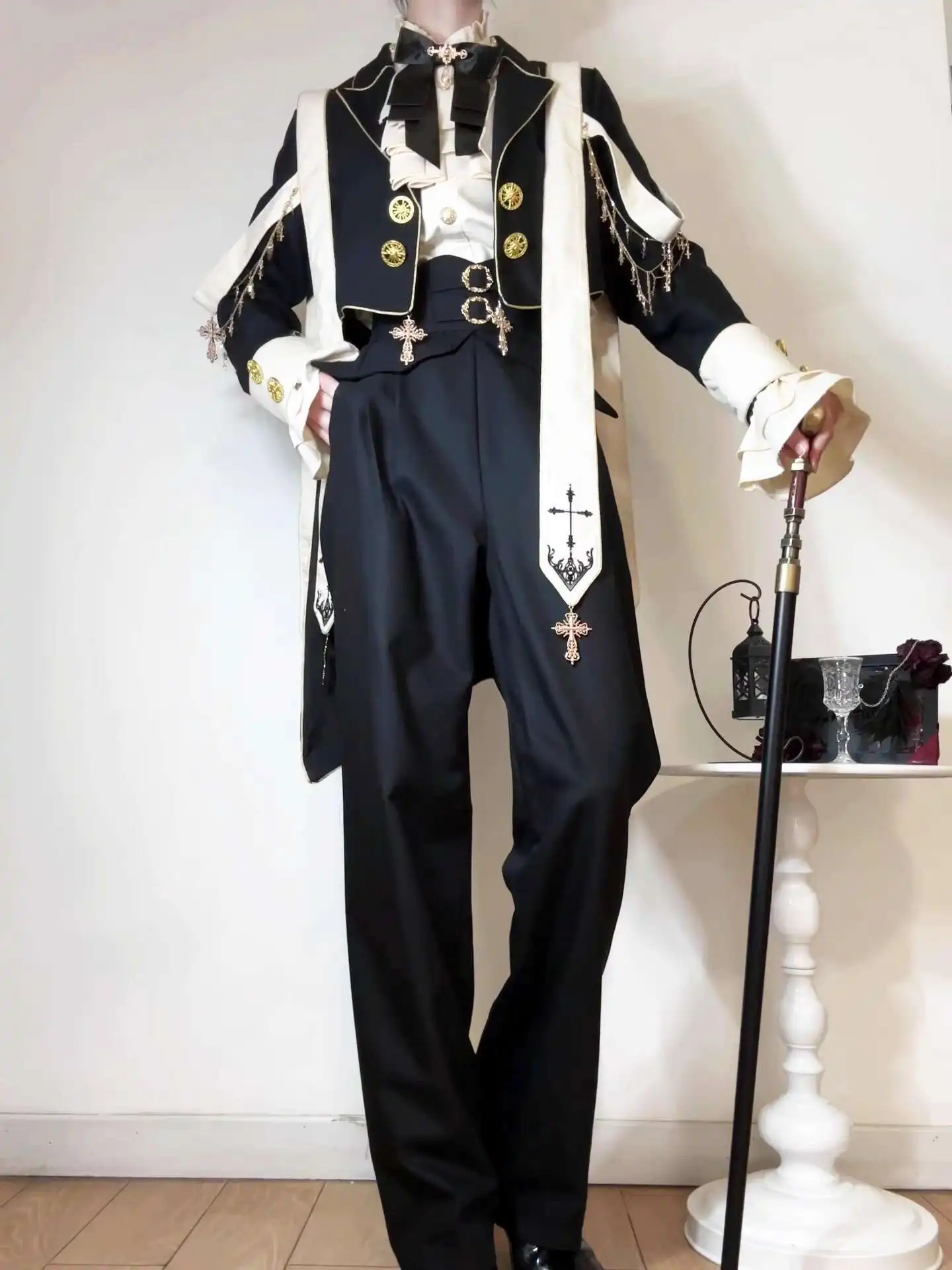 

New Fiesta Carnival Halloween Cos Cosplay Cleric Lolita Long Sleeves Coat Shirt Pants Gay Outfit Chivalrousness Prince Series