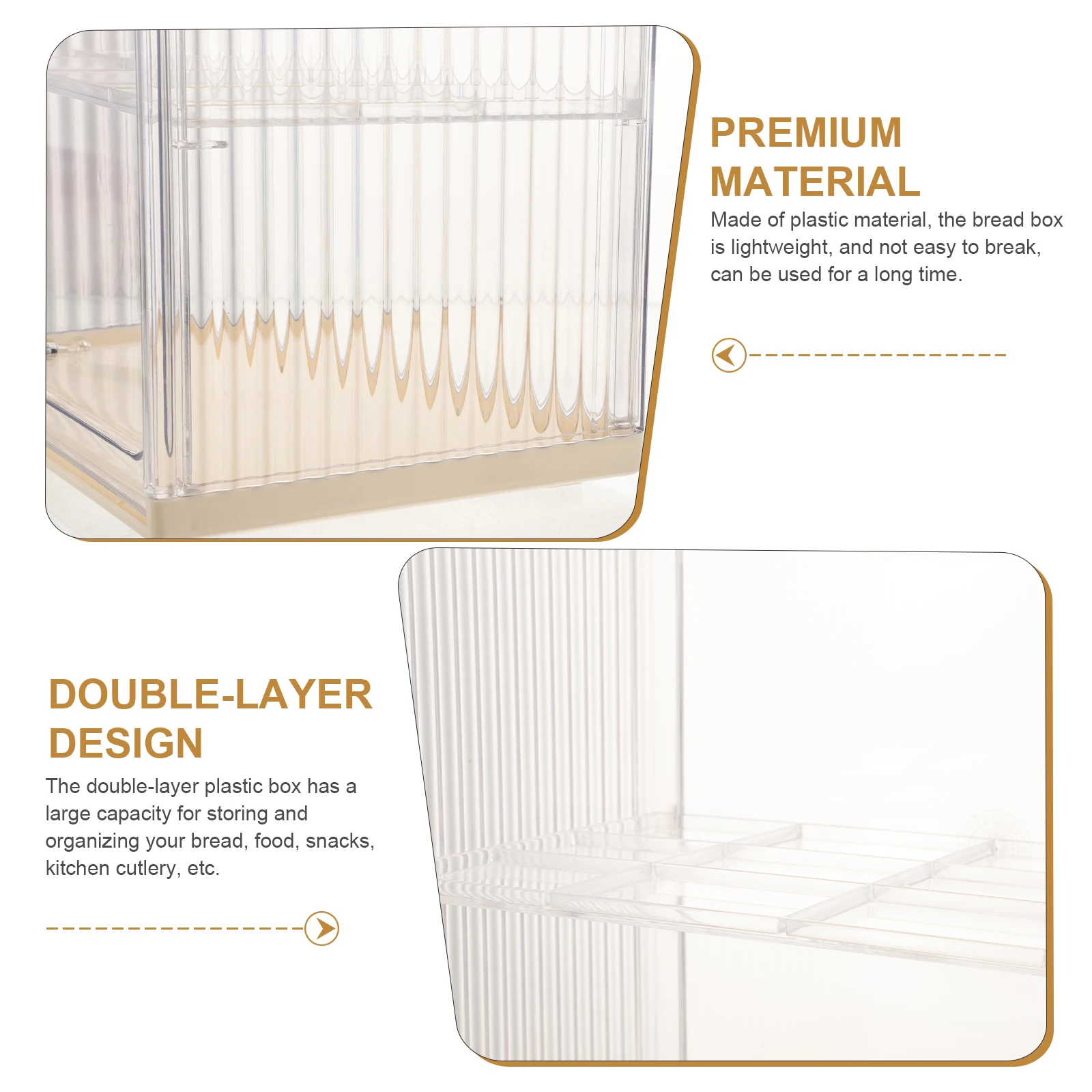 

Double Layer Clear Plastic Bread Box for Kitchen Countertop Bread Storage Container Large Capacity Kitchen Organizer
