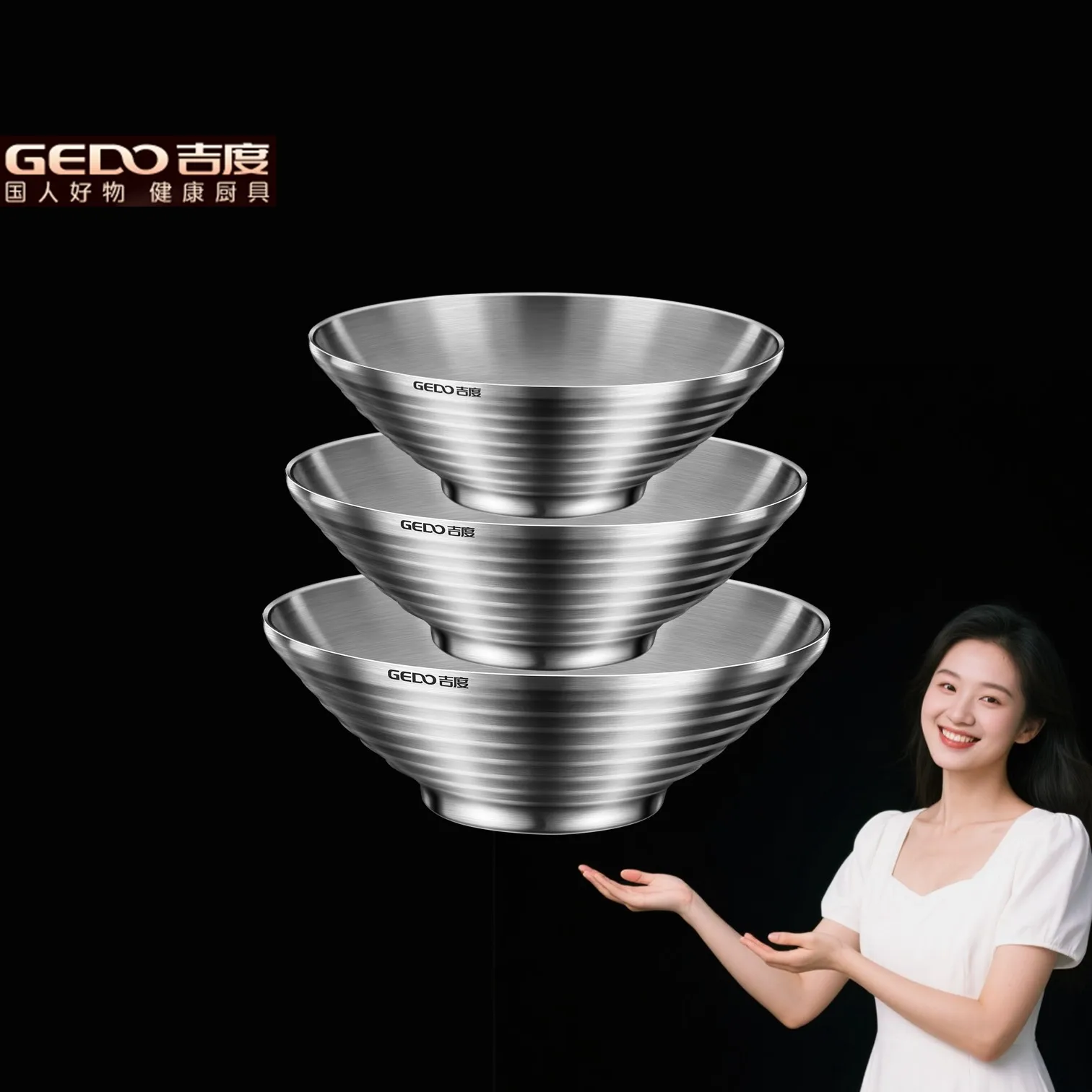 

GEDO Ultra Thick Japanese Noodle Bowl 2 Layer Design Heat Insulation Ramen Container Fall Resistant 20cm~24cm Salad Basin