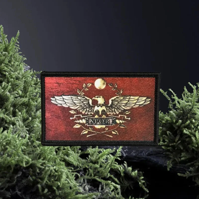 Roman Legion SPQR Patch Tactical Military Morale Badge Print Hook and Loop Backpack Clothing Decorative Sticker Armband