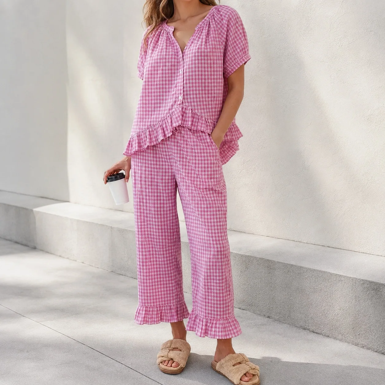 Casual Top Set Top Asymmetrical Commuter Style with Elegant Commuter Four Season Wearable Loungewear Set Long Sleeve for Women