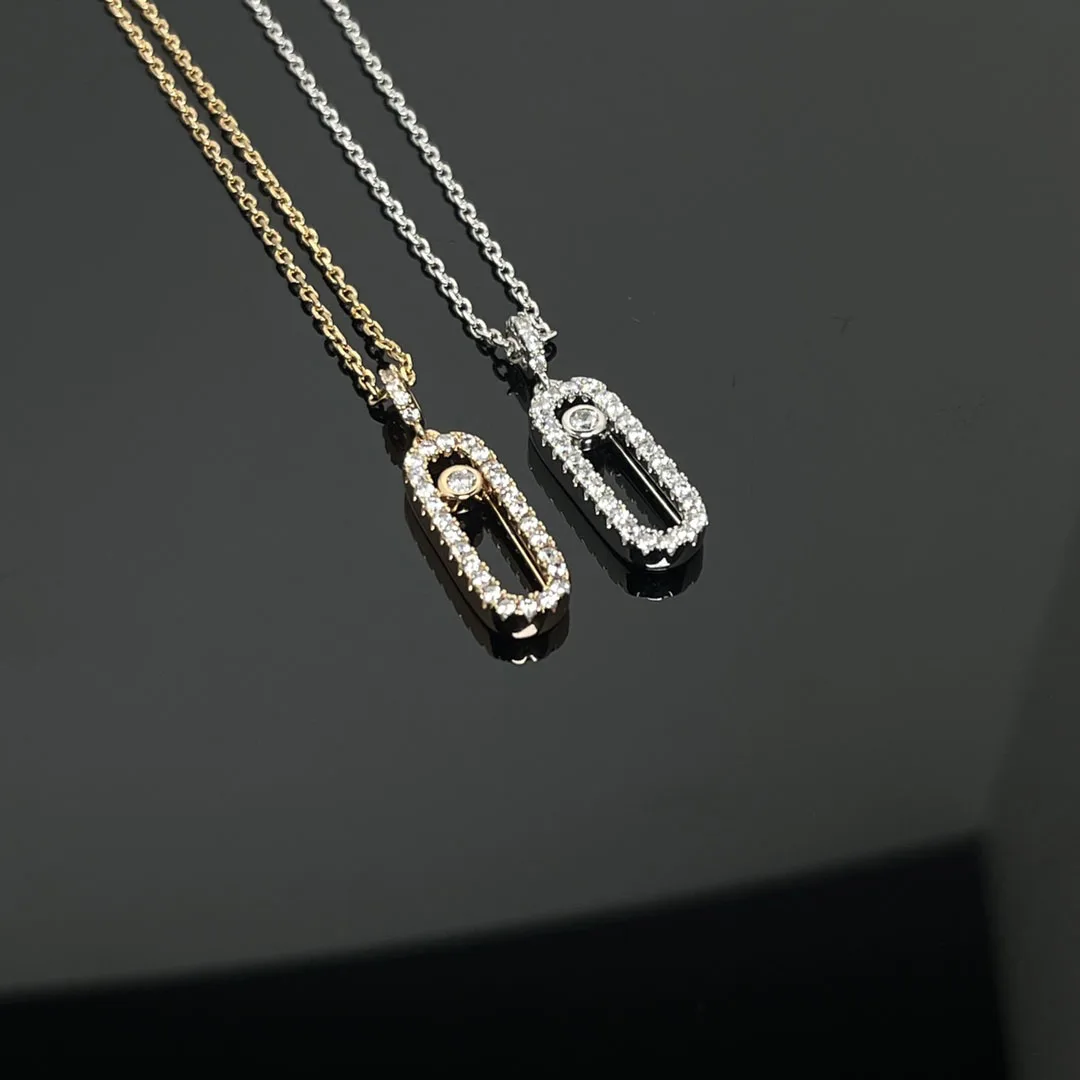 

High End Jewelry French Series 925 Sterling Silver Zircon Sliding Women's Necklace Pendant Fashion Classic Birthday Party Gift