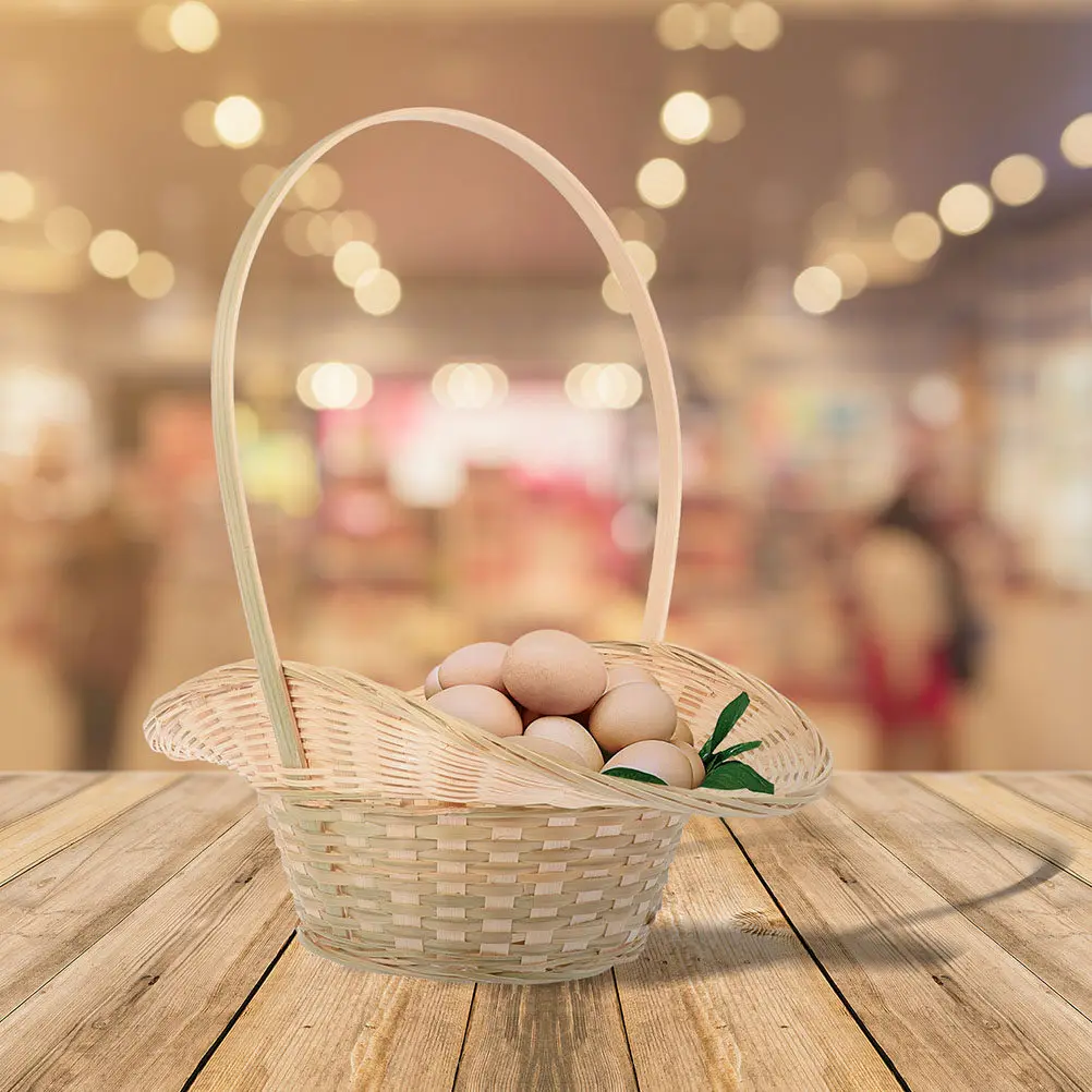 

Набор из 3 бамбуковых плетеных корзин с гладкой поверхностью, портативный дизайн, для фруктов, яиц, закусок, многофункциональное хранение для дома