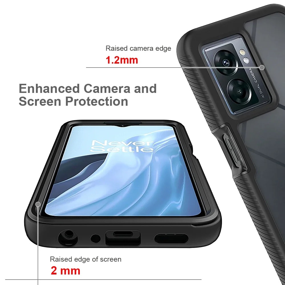 Hybrid Rugged Armor Shockproof Case For OnePlus Nord N300 N20 SE N200 10T 5G TPU Frame Hard Plastic Transparent Back Cover
