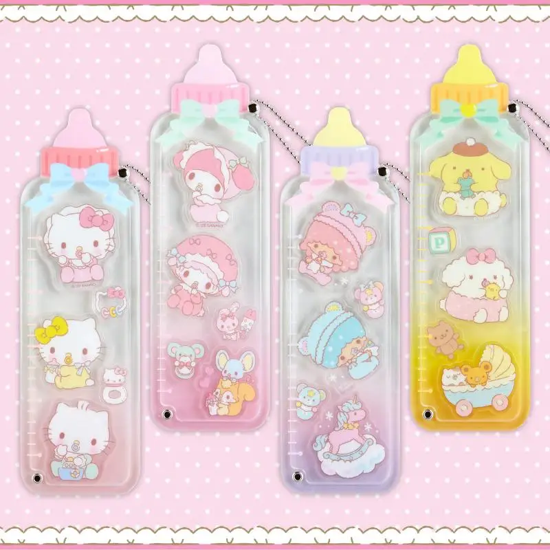 Baby Bottle Series Pendant Sanrio Hellokittys Mymelody Cinnamoroll Hangyodon Acrylic Keychain Anime Action Figures Model Toys