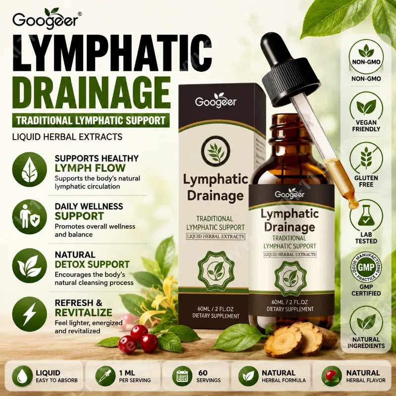 Googeer Lymphatic Support Drops Immune Support Herbal Blend with Elderberry Echinacea Dandelion Adults 60ML