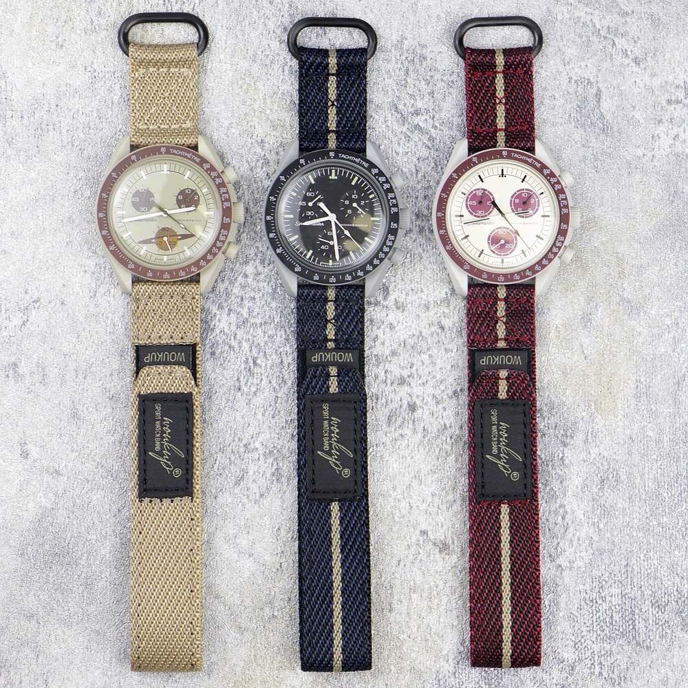 

Нейлоновый ремешок для часов из саржи 20 мм 22 мм подходит для Omega Moonswatch, ремешок с быстросъемной петлей, спортивный ремешок для часов для мужчин и женщин