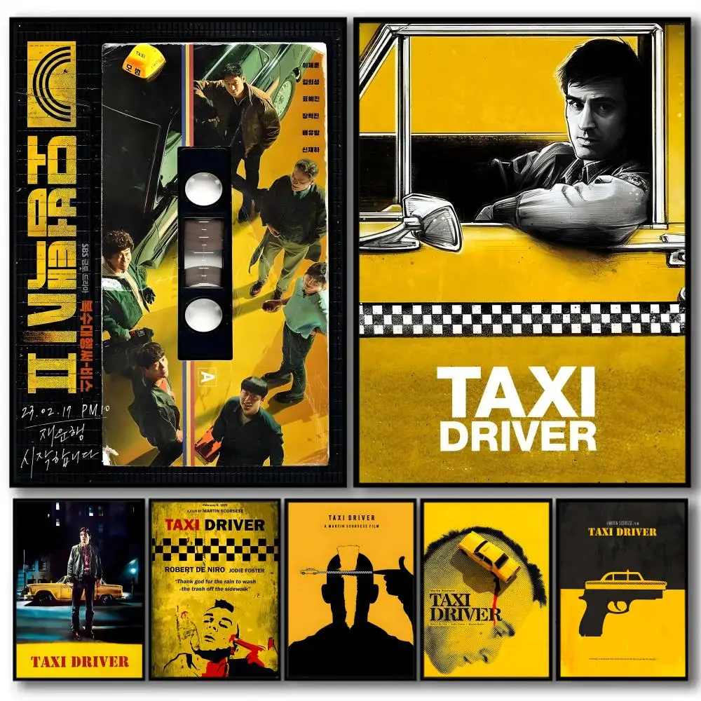 فيلم T_Taxi D_Driver لوحة رائعة الخط قماش الكتان ملصق جدار يطبع لغرفة المعيشة غرفة نوم مكتب ديكور المنزل #1
